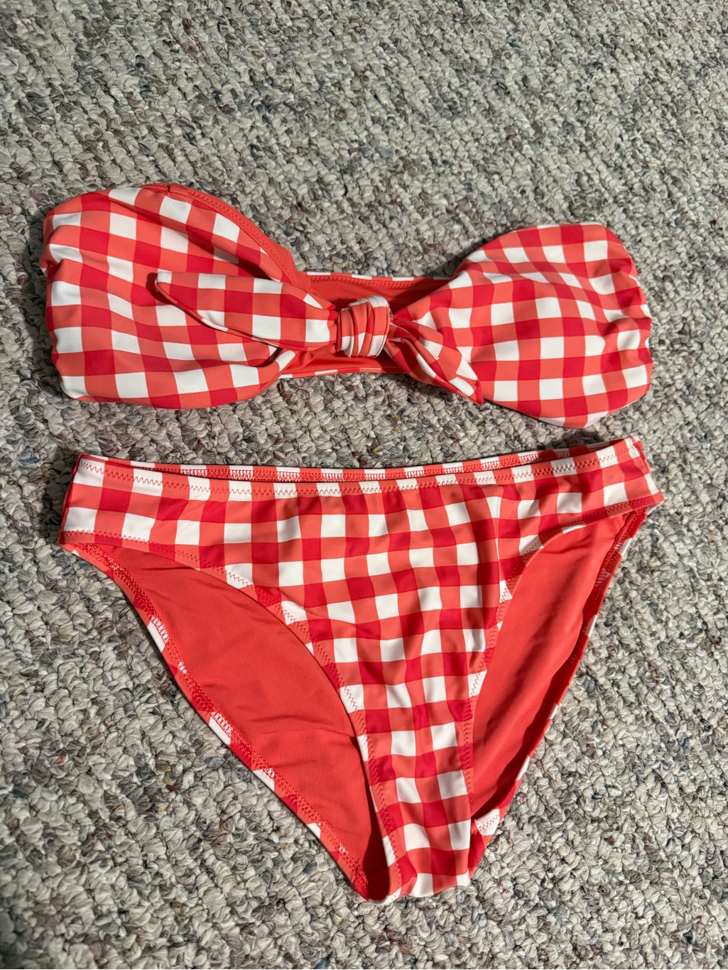 Aerie Coral Gingham Bikini Set M Top / S Bottom Like New